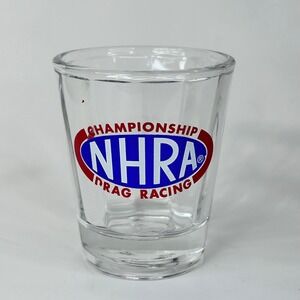Vintage NHRA Championship Drag Racing Shot Glass Ribbed 'Federal Glass' Style